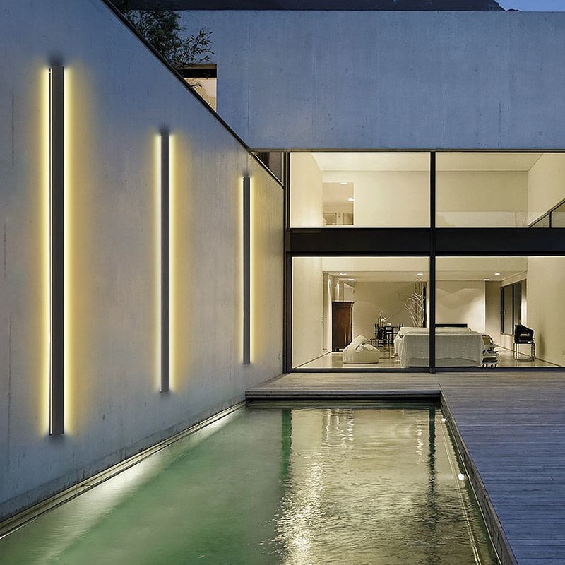 Modern Black Linear LED Outdoor Wall Light Waterproof IP65