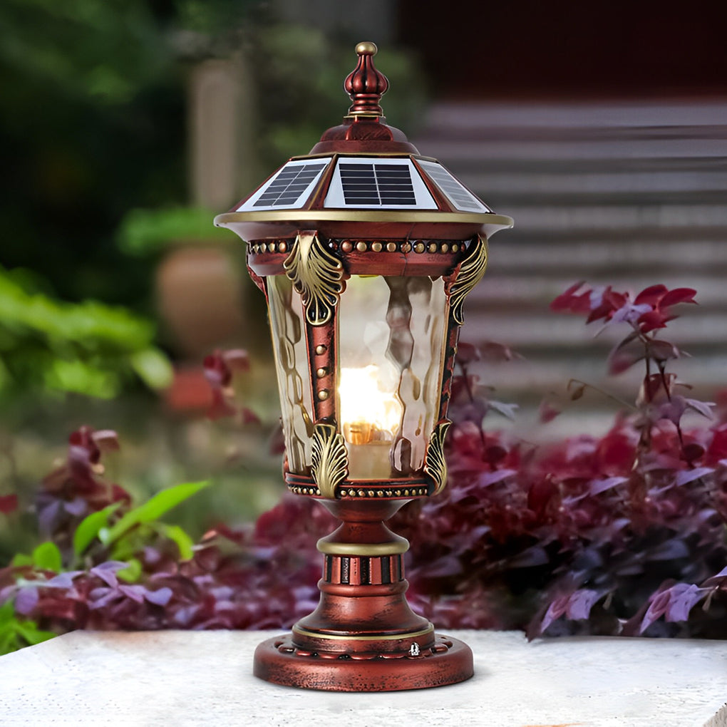 Modern Retro Solar Fence Post Light - Dual Power Aluminum Glass