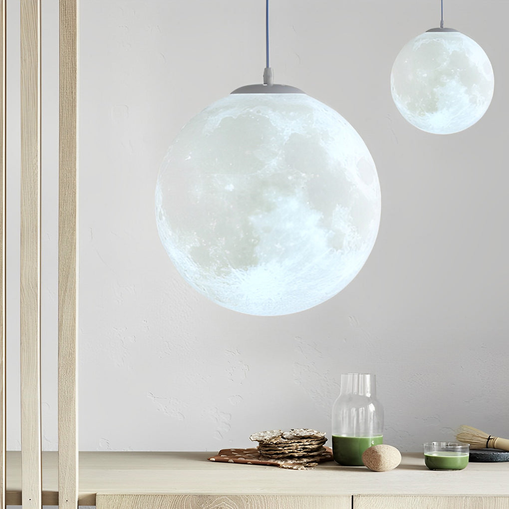 3D Moon Pendant Light Modern Nordic Spherical Hanging Lamp
