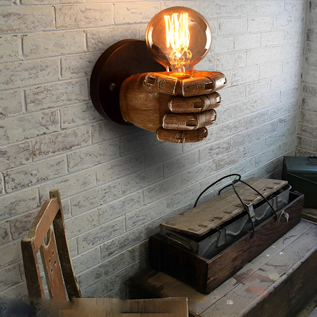 Resin Fist Wall Sconce – Industrial Retro Style Lighting