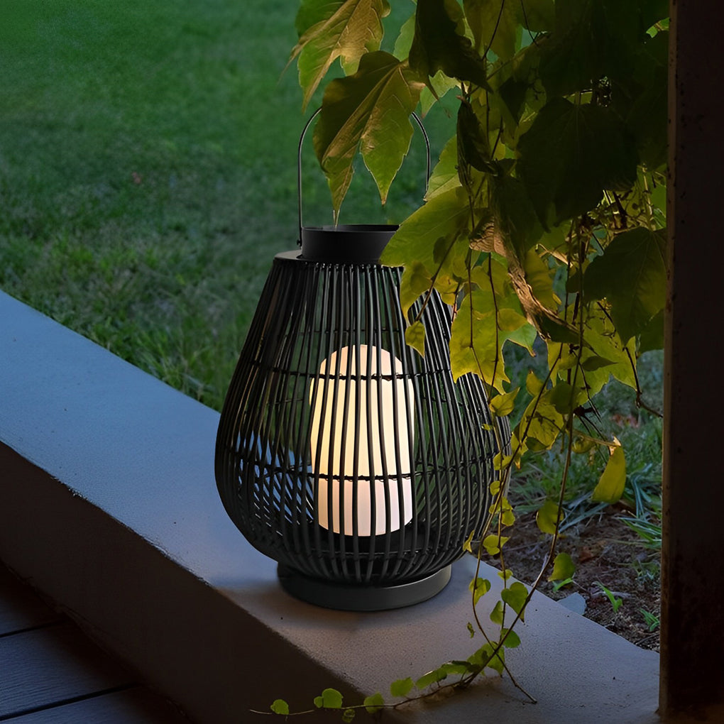 Portable Black Woven Iron E27 Outdoor Lantern with Handle