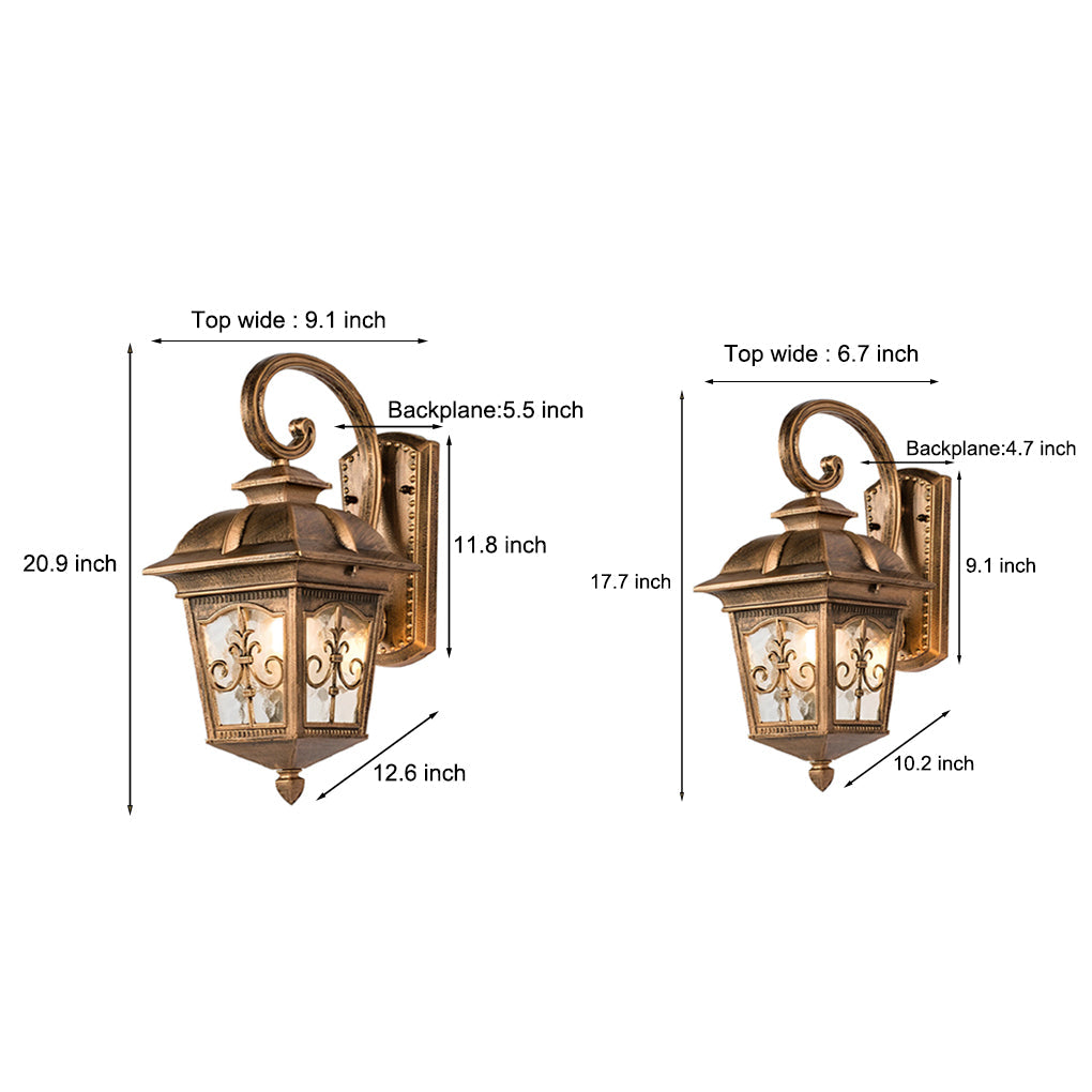Retro European Outdoor Wall Light - Die-Cast Aluminum & Glass