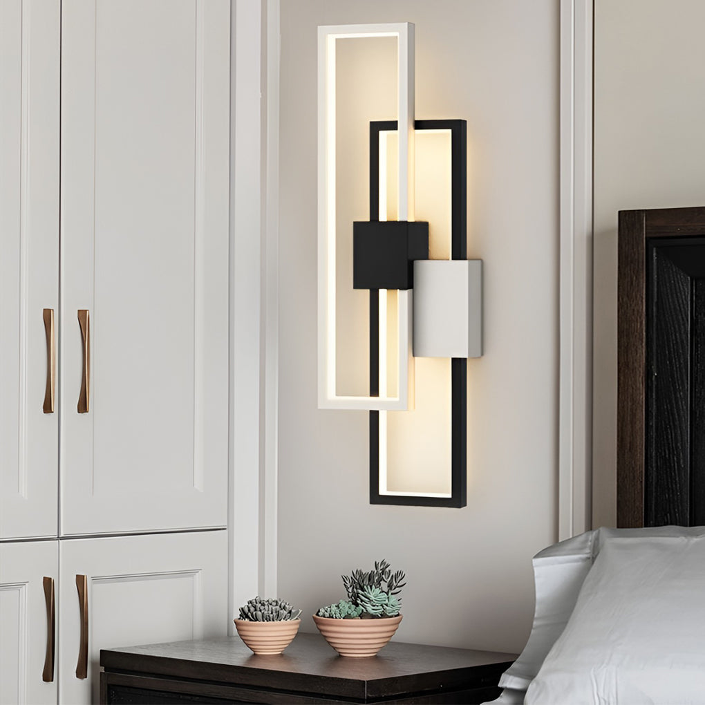 Modern Rectangular LED Wall Sconce with Three-Color Lighting