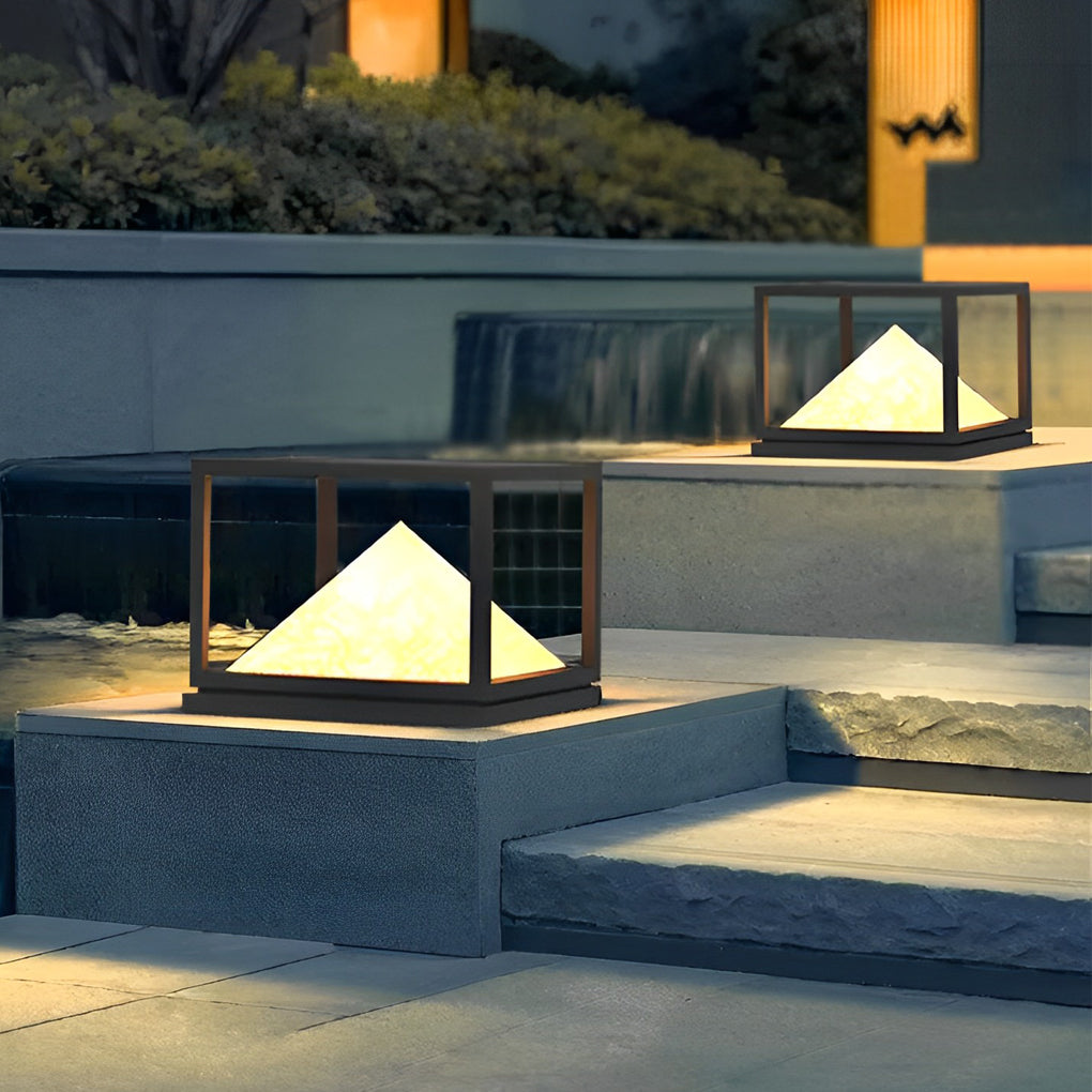 Modern Square Solar Pillar Light - LED Waterproof IP65 Stainless Steel