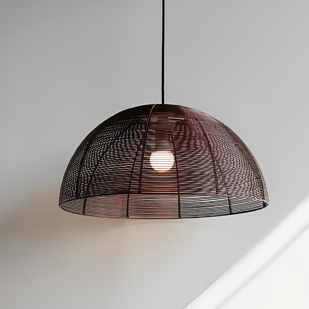Semicircular Woven Metal Pendant Light - Rustic Modern Dining