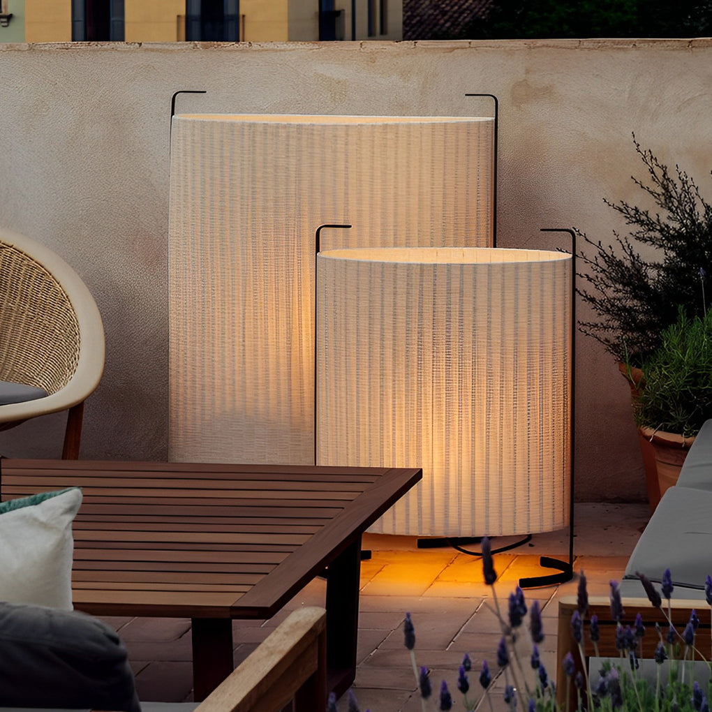 Japanese-Style Fabric Outdoor Floor Lamp - Modern Aluminum Frame
