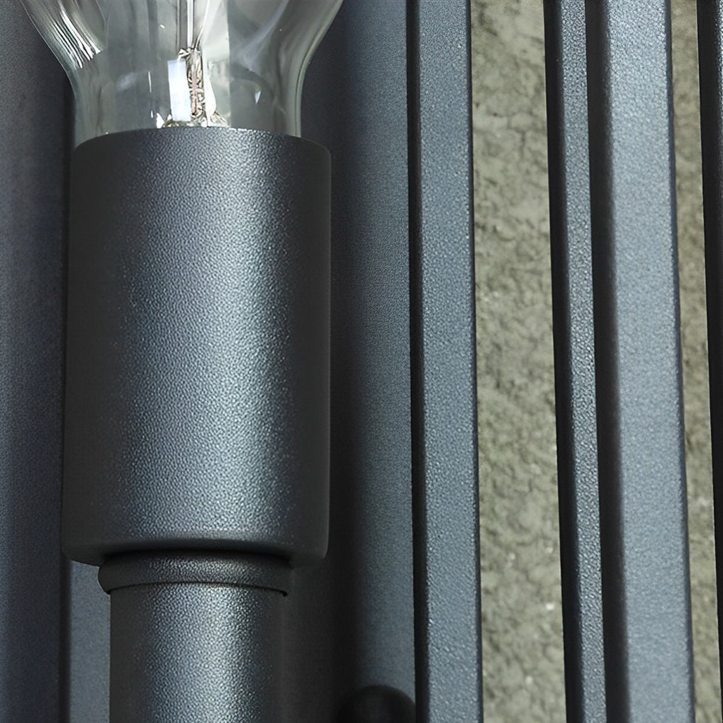 Square Waterproof LED Outdoor Wall Lamp Black Iron Glass Sconce