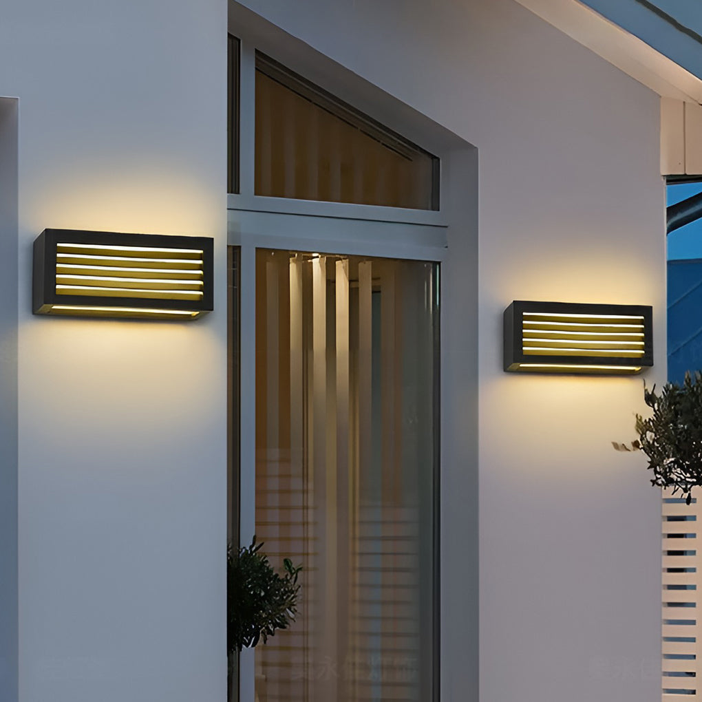 Rectangular Waterproof LED Outdoor Wall Sconce - Black Aluminum