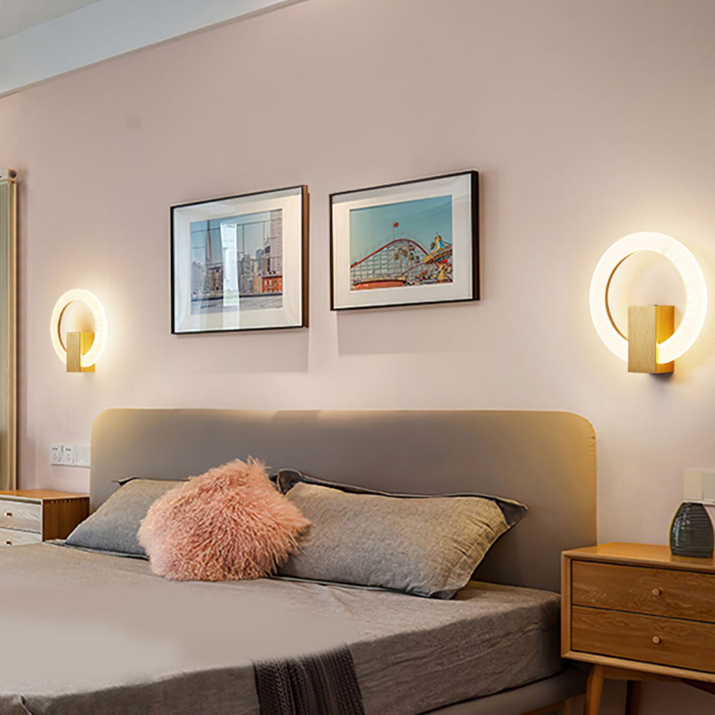 Modern Dimmable LED Circle Wall Sconce with Remote Control