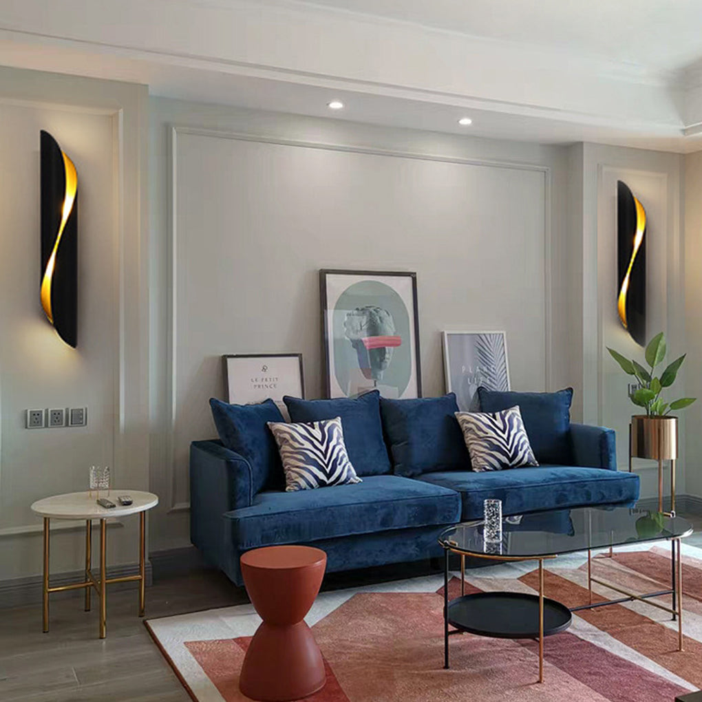 Modern Arc Wall Sconce – Industrial Metal Design with Gold Accent