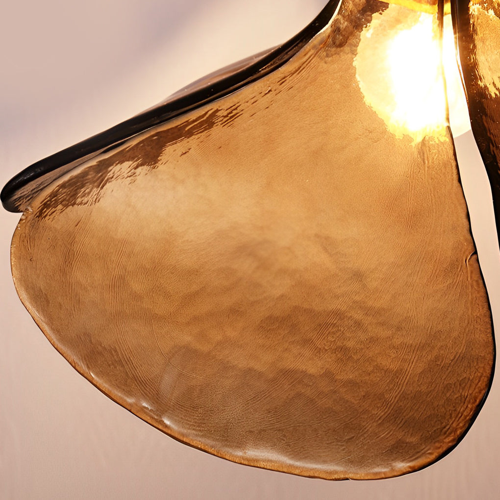 Four-Petal Glass Pendant Light | Amber Brown Modern Chandelier