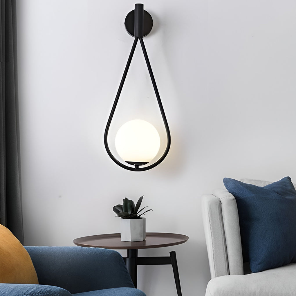 Water Drop Glass Wall Sconce Modern LED Light Fixture Black Gold