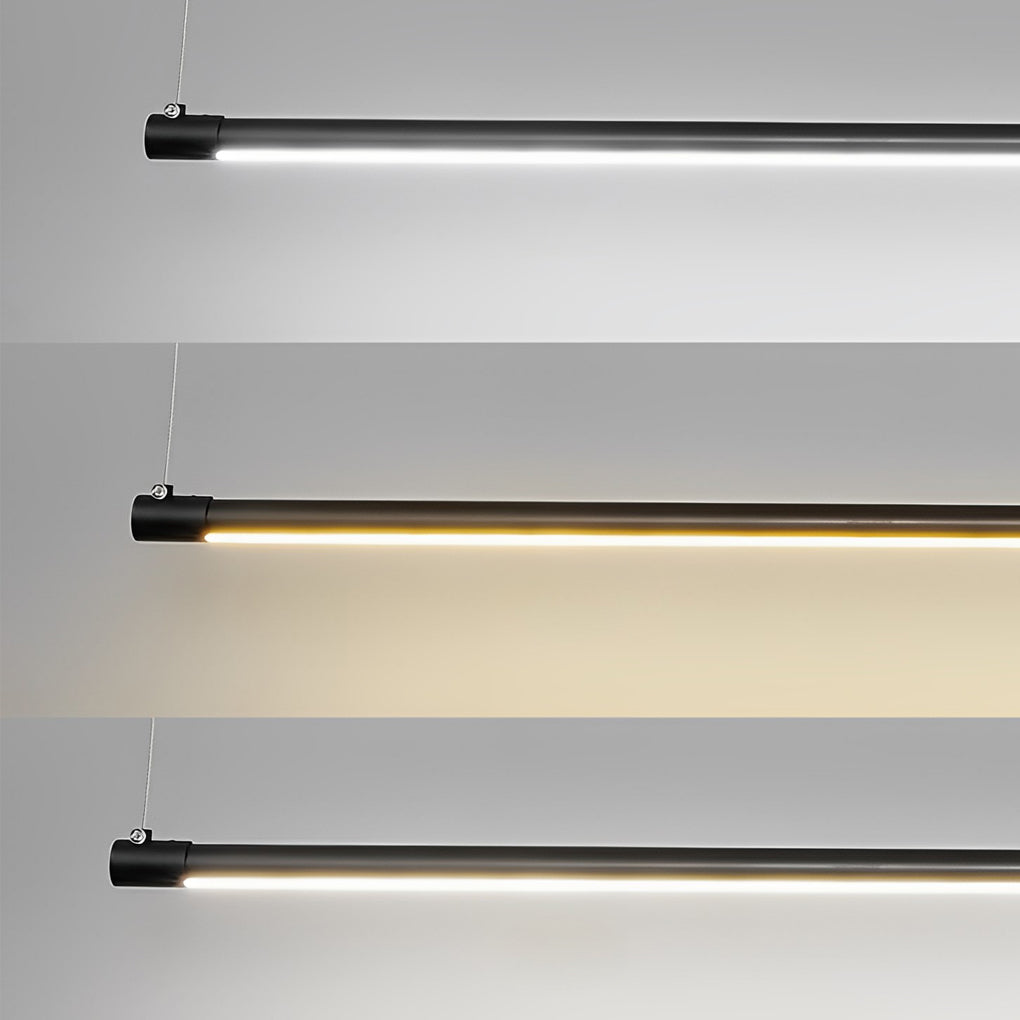 Modern Linear LED Pendant Light Dimmable Black Iron Ceiling Fixture