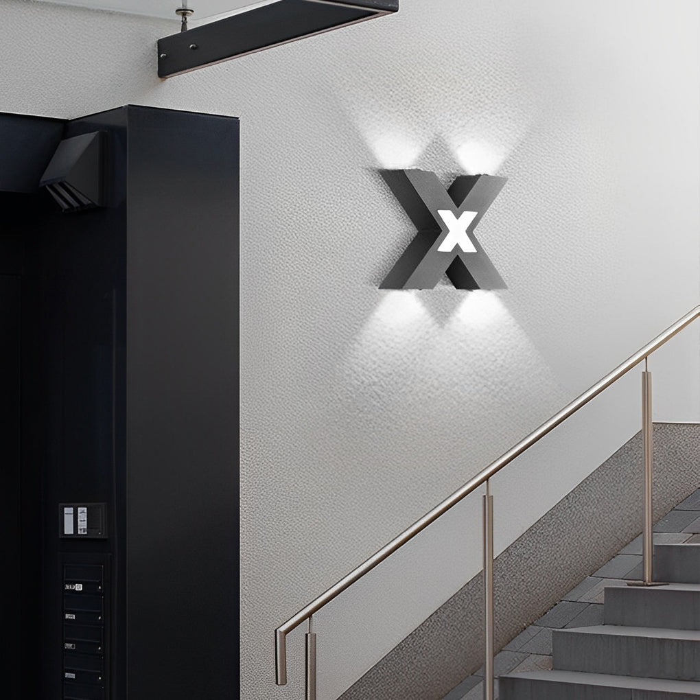 X-Shape Waterproof LED Aluminum Outdoor Wall Light - Modern Black