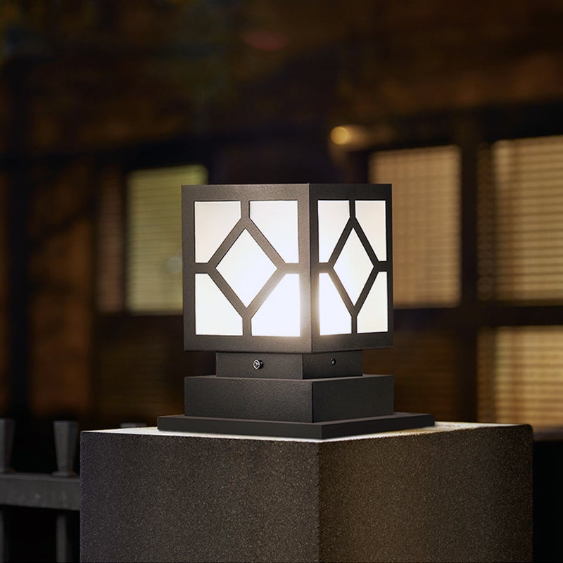 Modern Black LED Outdoor Post Light - Stainless Steel Waterproof
