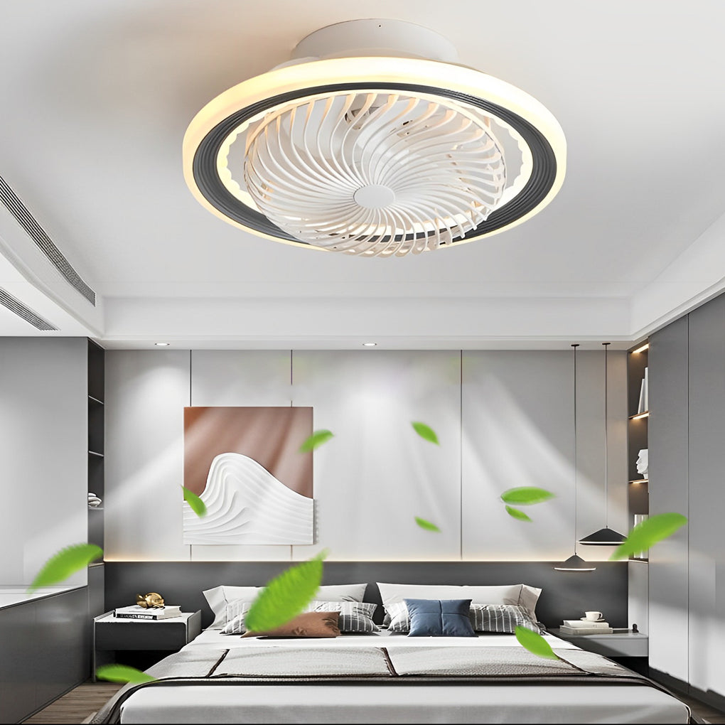 Modern Bladeless Ceiling Fan Light with Dimmable LED