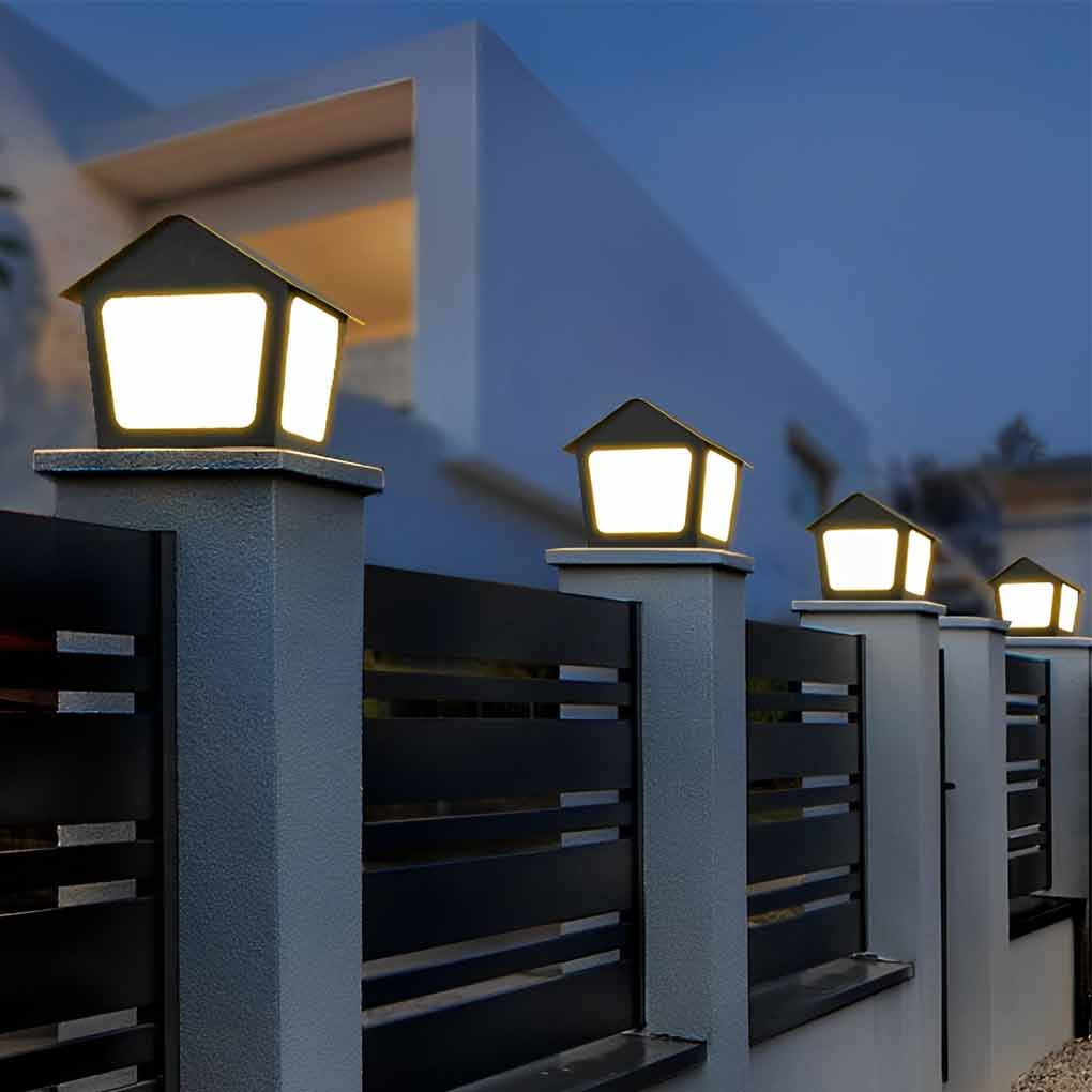 Modern Cottage Solar Fence Post Light - Stainless Steel Black