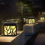 Modern Outdoor LED Fence Post Light - Stainless Steel & Marble