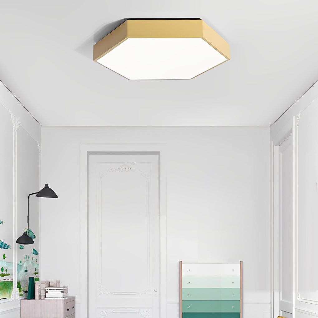 Geometric Hexagon LED Flush Mount Ceiling Light – Modern Dimmable