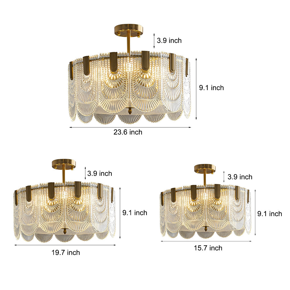 Modern Glass Chandelier with Three-Step Dimming | Copper Finish