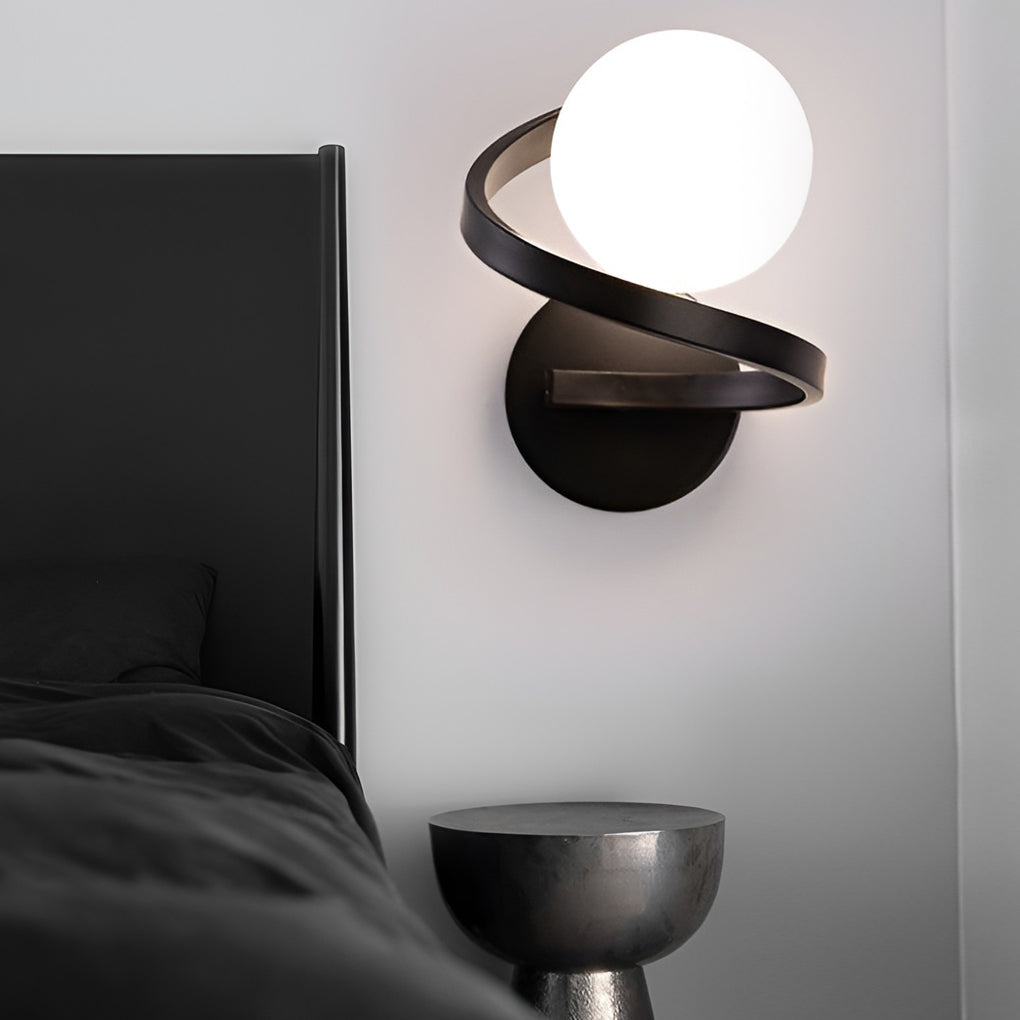 Curved Metal LED Wall Sconce with Glass Shade - Modern Lighting