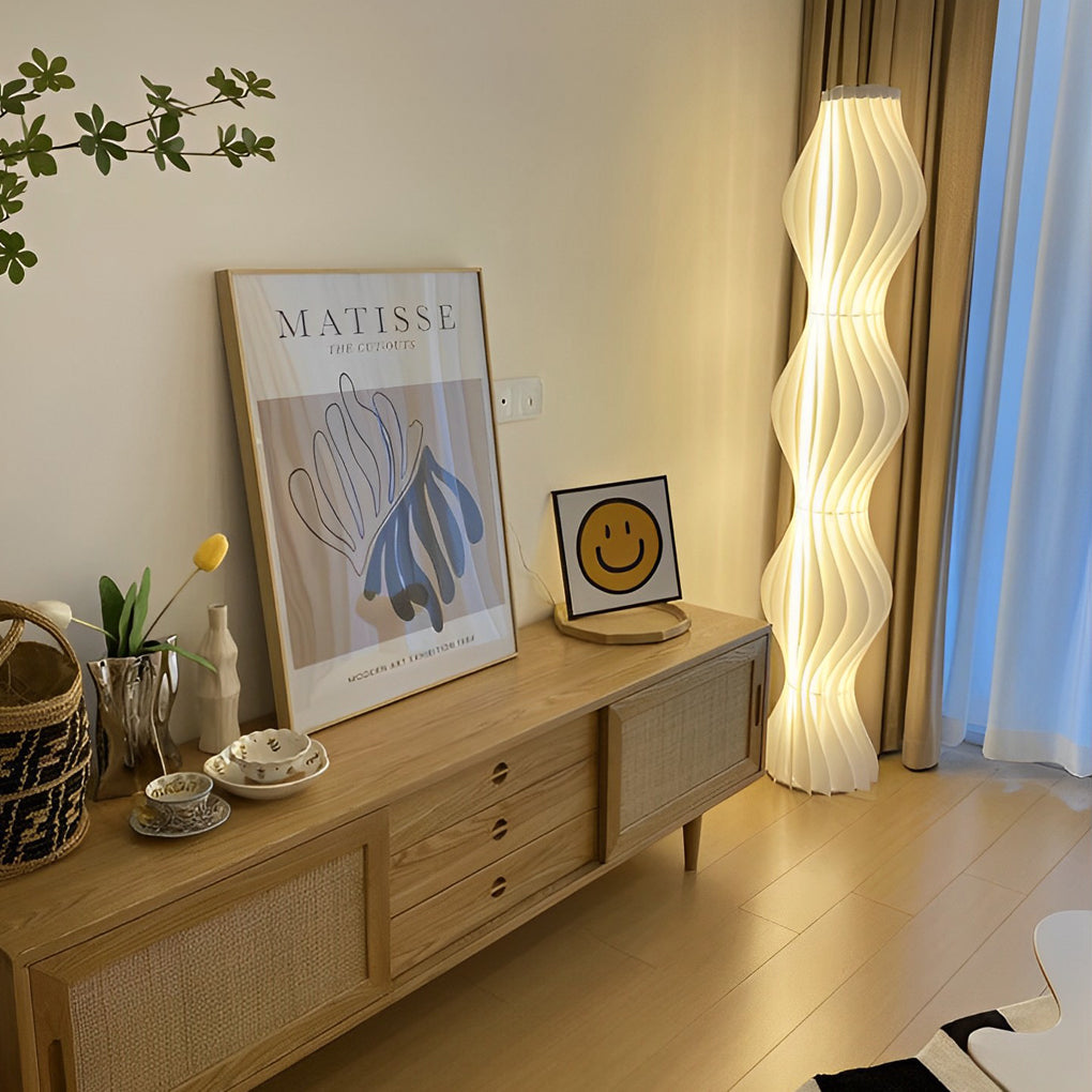 Modern Coastal Wavy Acrylic LED Floor Lamp White 68"