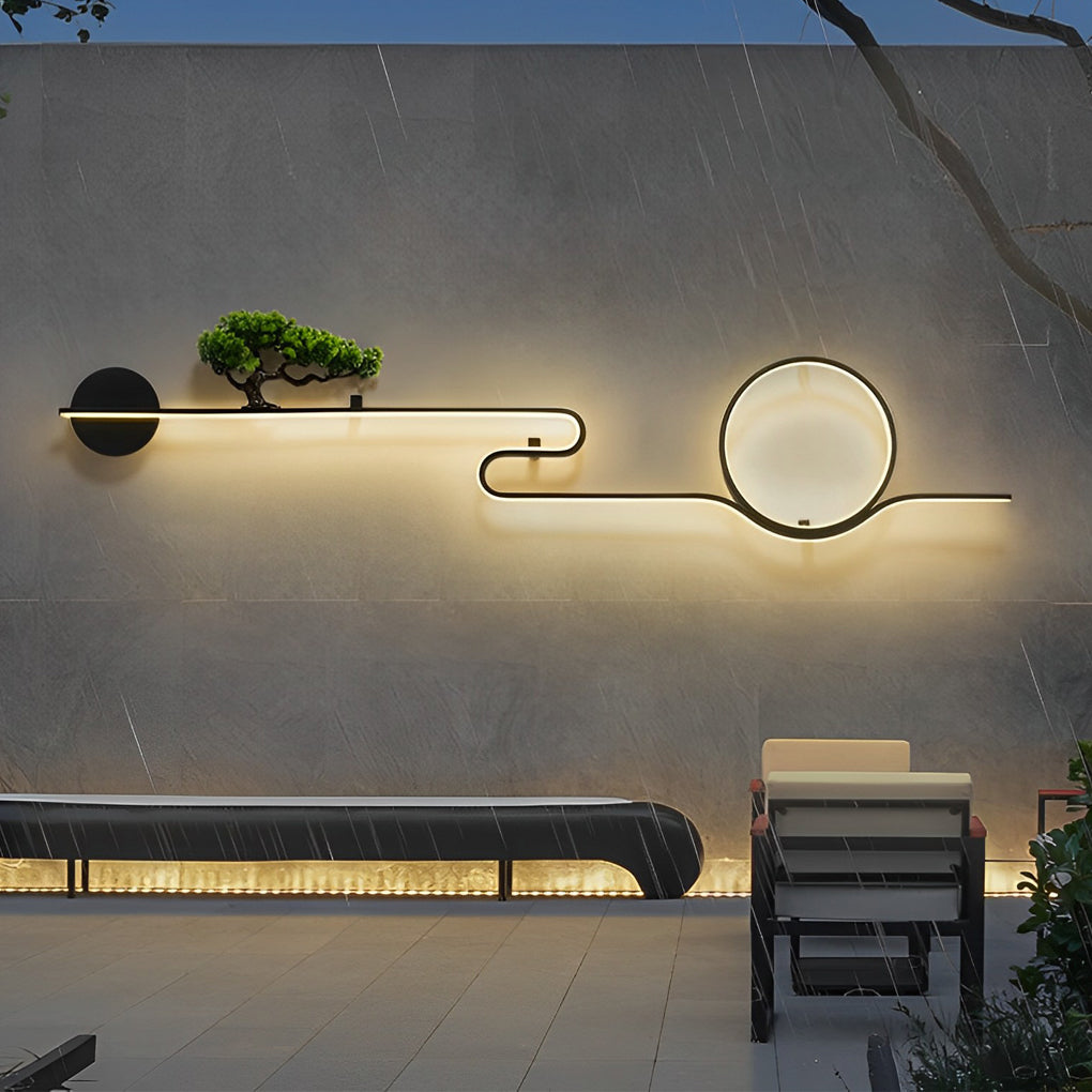Moon Tree Outdoor LED Wall Light – Modern Waterproof Aluminum Sconce