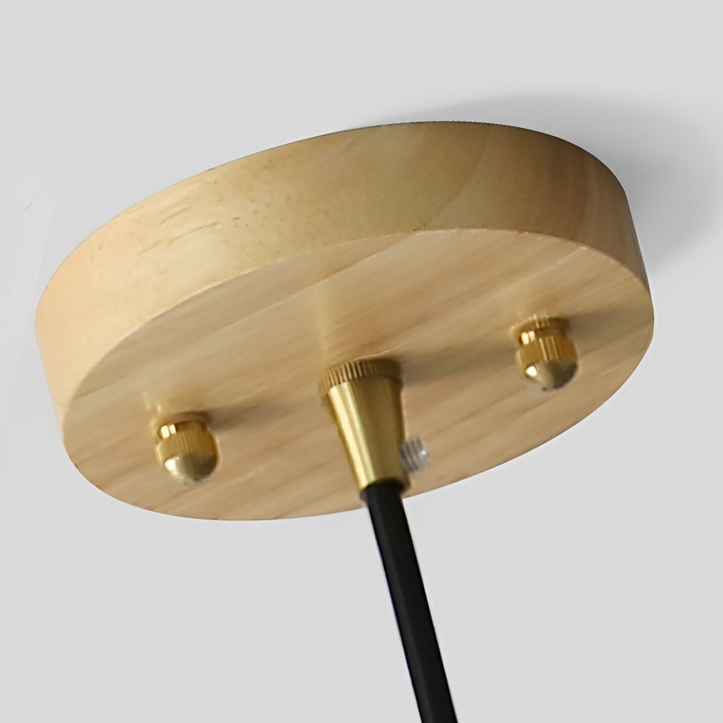 Modern Floral Glass & Wood Pendant Light - Nordic Hanging Lamp