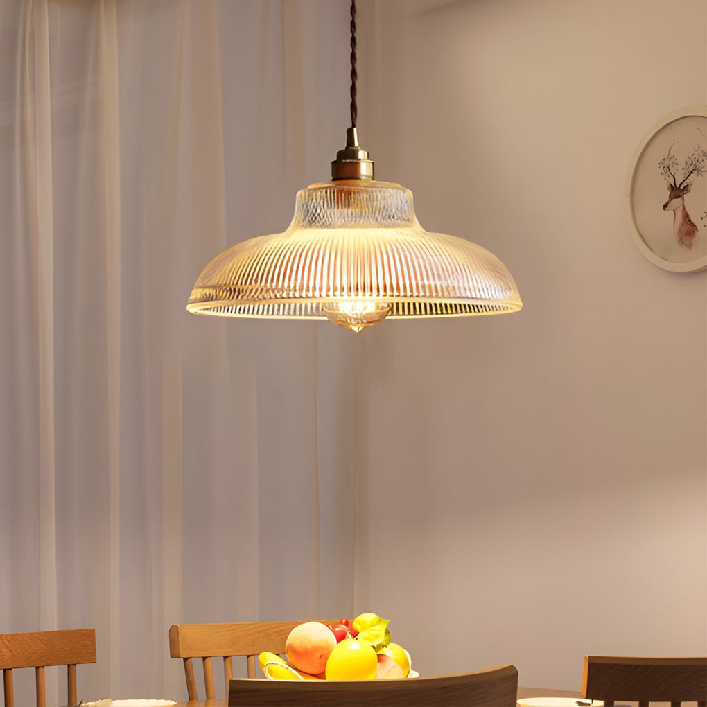 Modern Round Glass Pendant Light with Copper Fixture E27