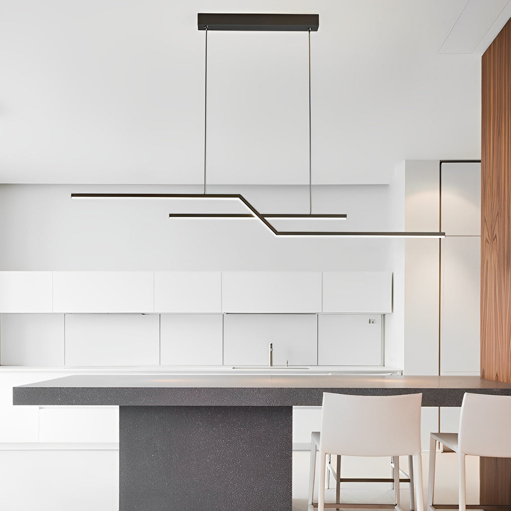 Modern Wave Linear LED Pendant Light with 3-Step Dimming