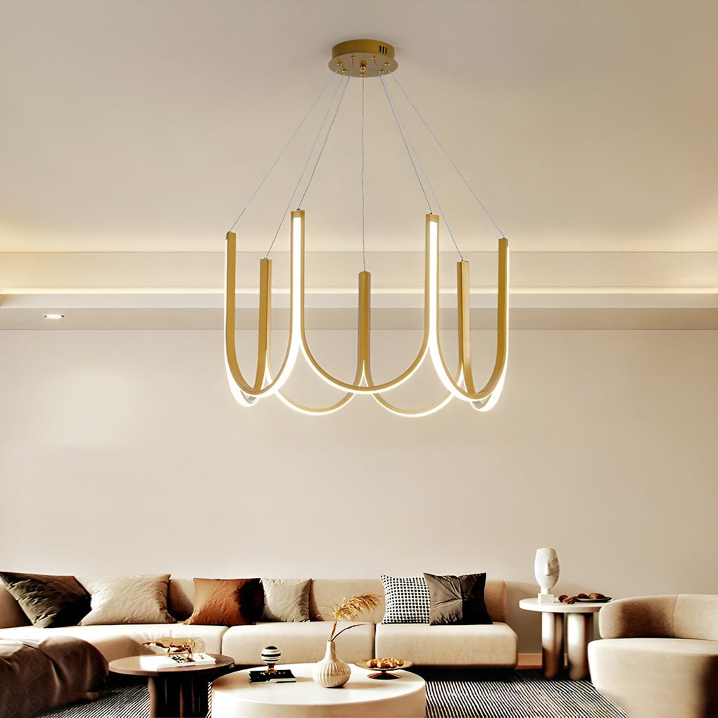 Modern LED Chandelier with 3-Step Dimming - Aluminum & Iron