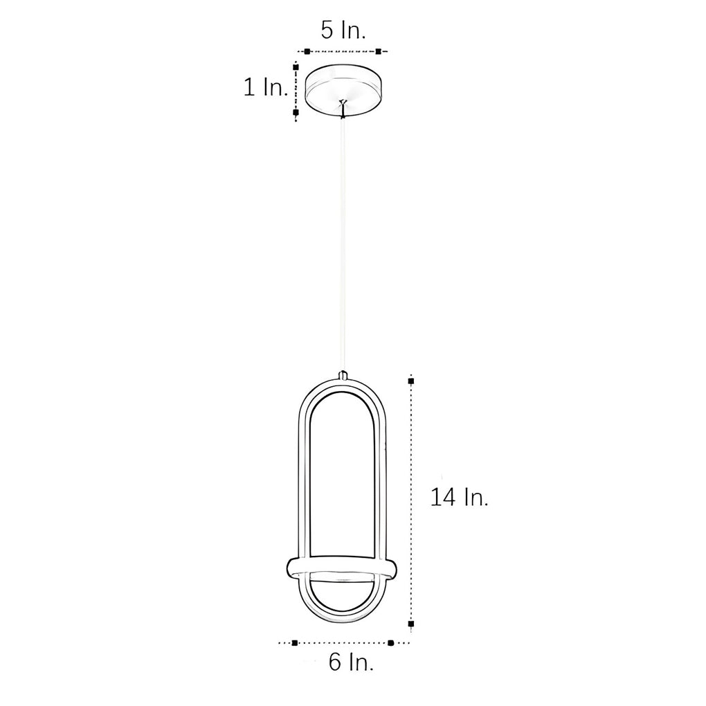 Modern Rounded Rectangle LED Pendant Light Aluminum Silicone Shade