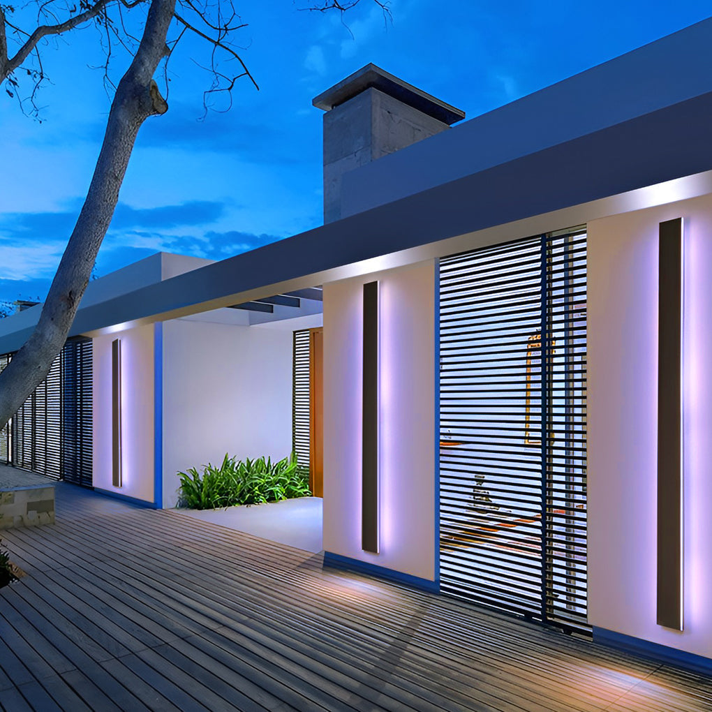 RGB Linear LED Wall Light Waterproof Outdoor Black Metal Fixture