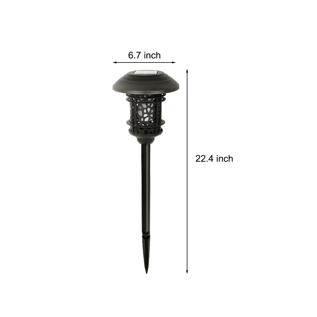 Modern Hollow LED Solar Lawn Light with Flame Flicker Effect