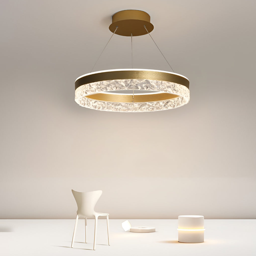 Modern Circular Ring LED Chandelier with Three-Step Dimming
