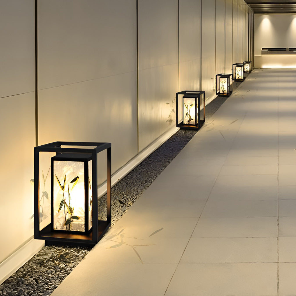 Artistic Solar LED Pathway Lights with Landscape Pattern Design