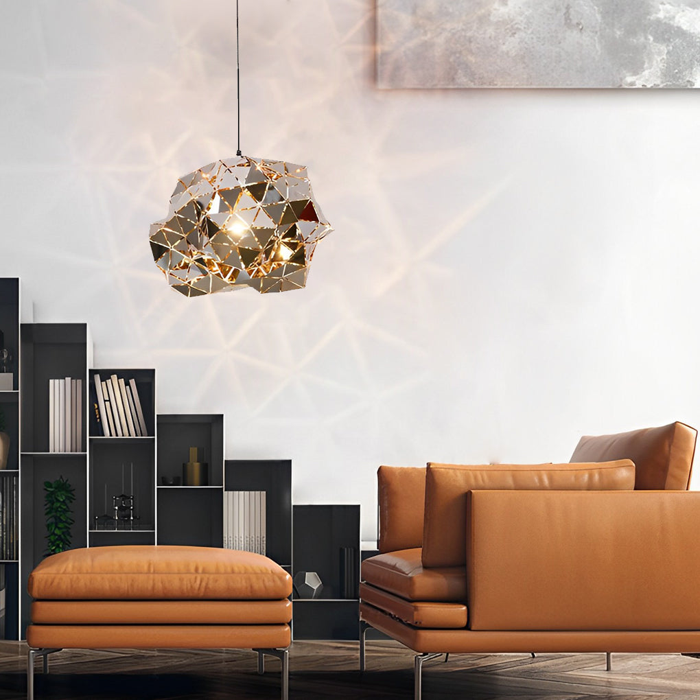 Modern Hollow Stainless Steel Pendant Light - Geometric Design