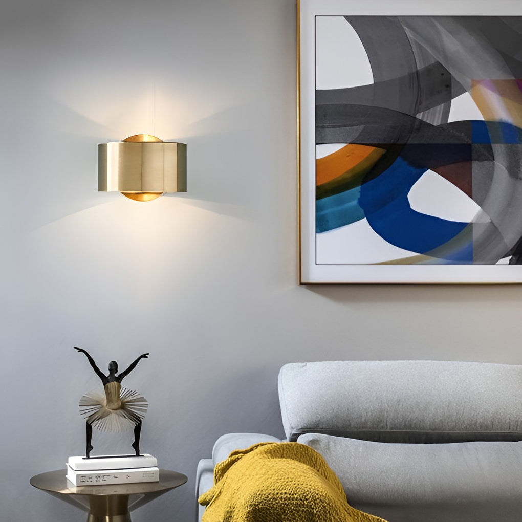 Gold Circular Wall Sconce Modern Up Down Light Iron Finish