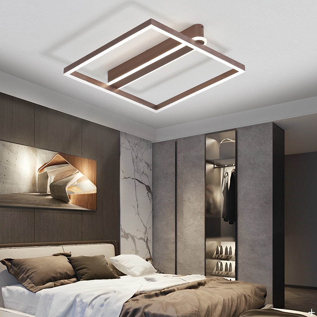 Modern Double Frame Semi Flush Ceiling Light - Aluminum & Acrylic