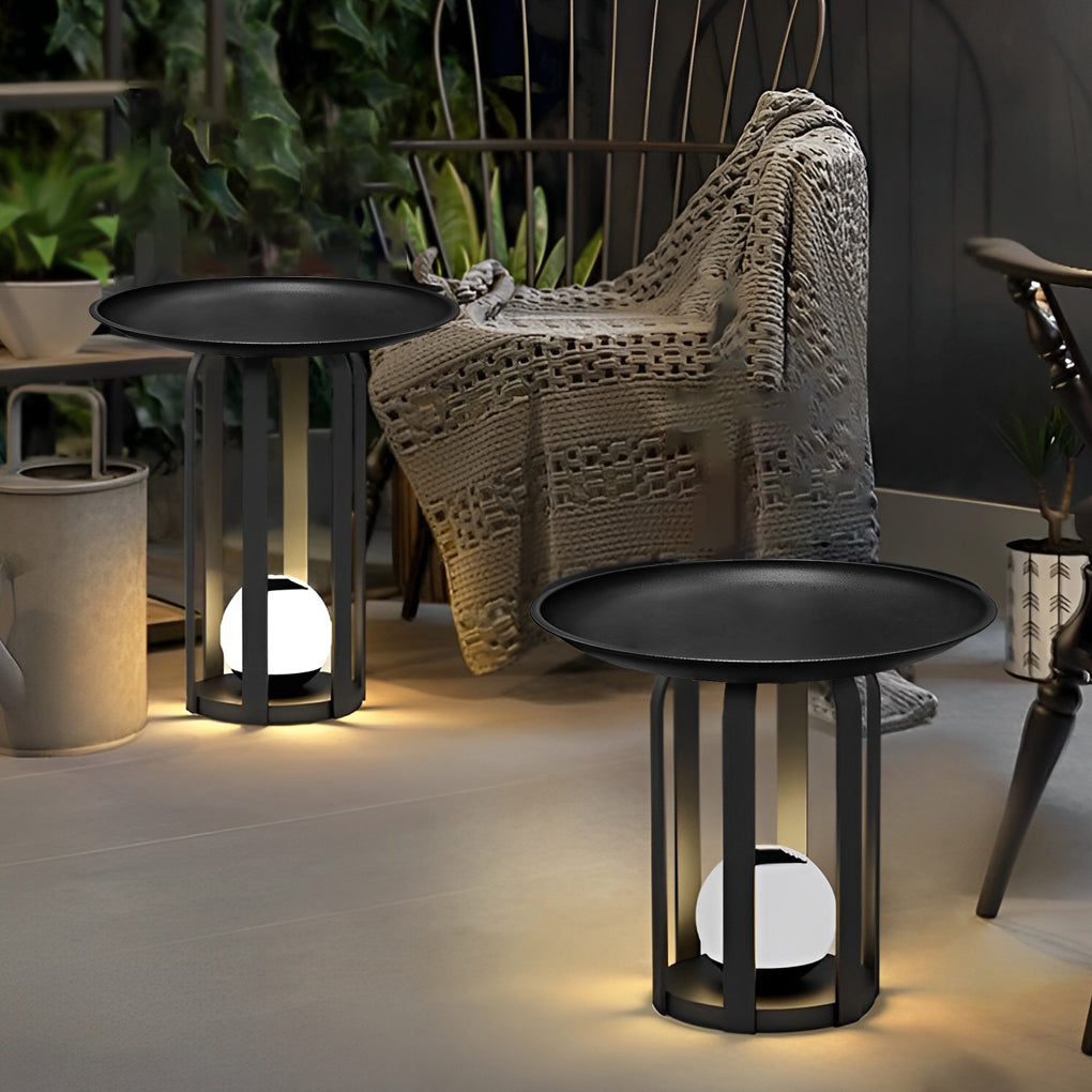 Solar Waterproof Outdoor Floor Lamp & Metal Table Set