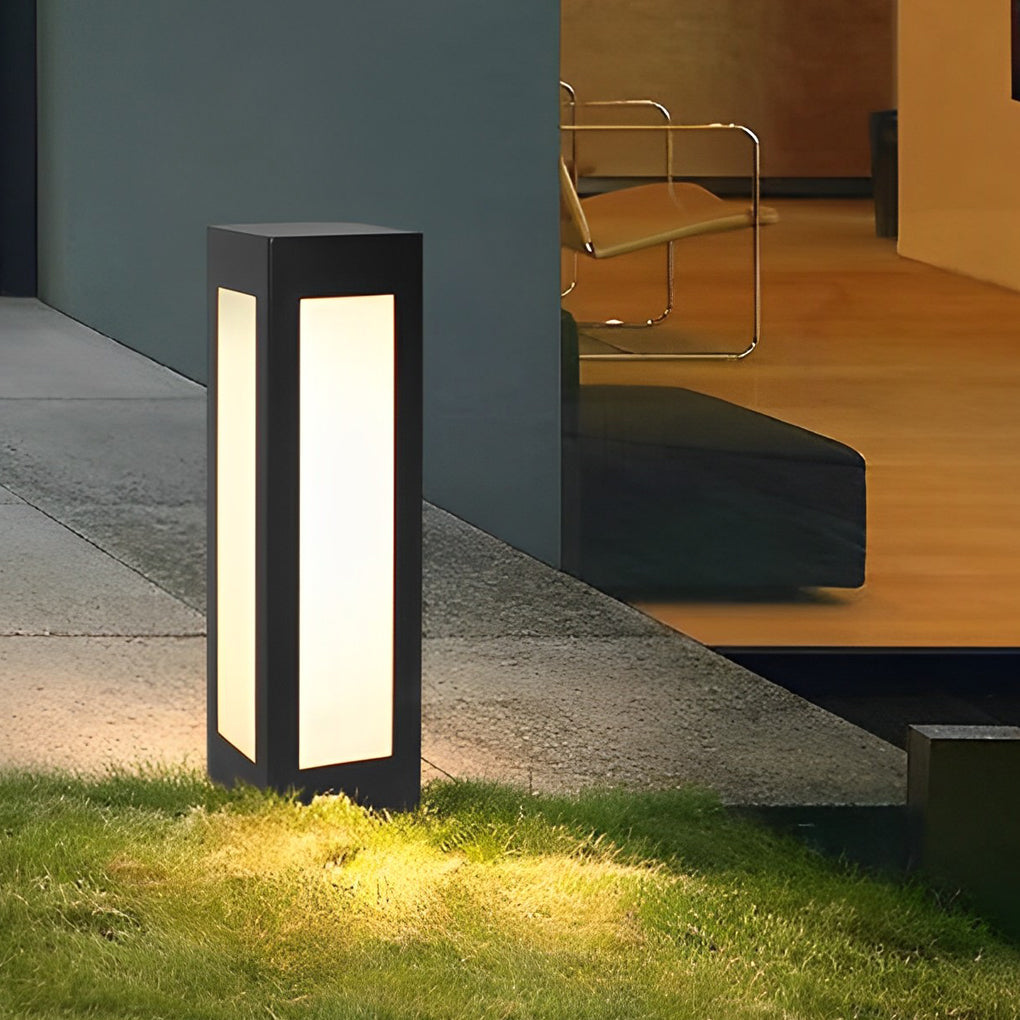 Modern Black Solar Bollard Light - LED Outdoor Pathway Lighting