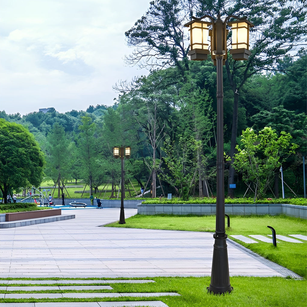 Modern Black Outdoor Post Light - 2/3 Light Aluminum Street Lamp