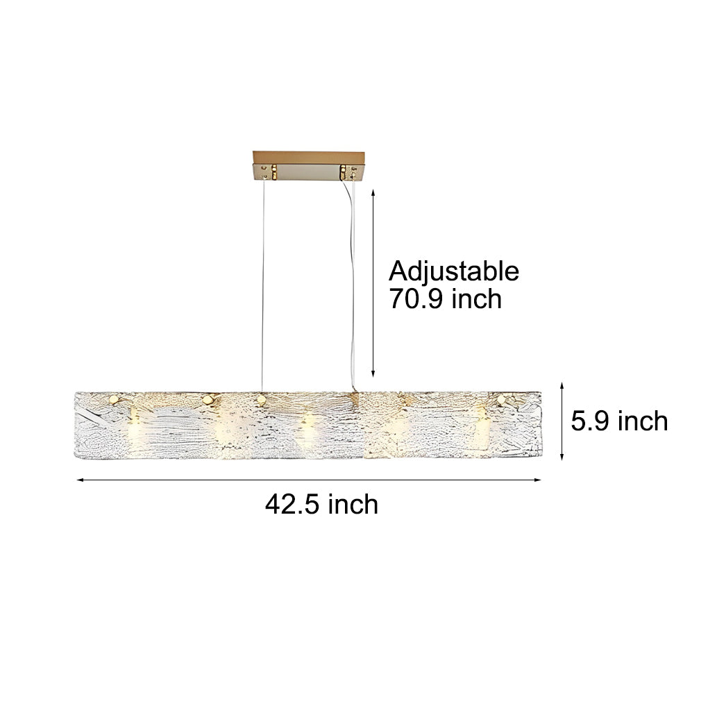 Modern Glass LED Pendant Light - Rectangular Dining Room Chandelier
