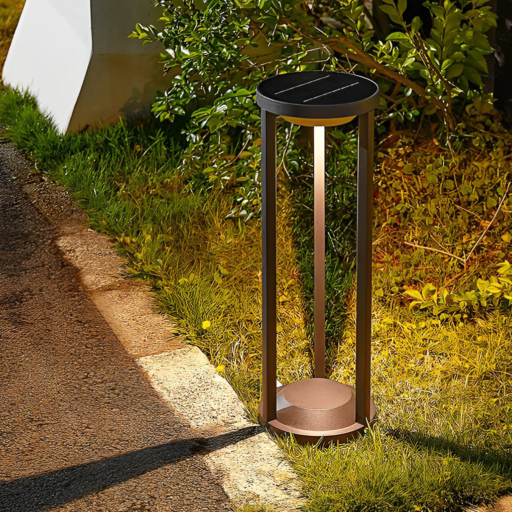 Solar LED Path Light Modern Black Aluminum Adjustable Brightness