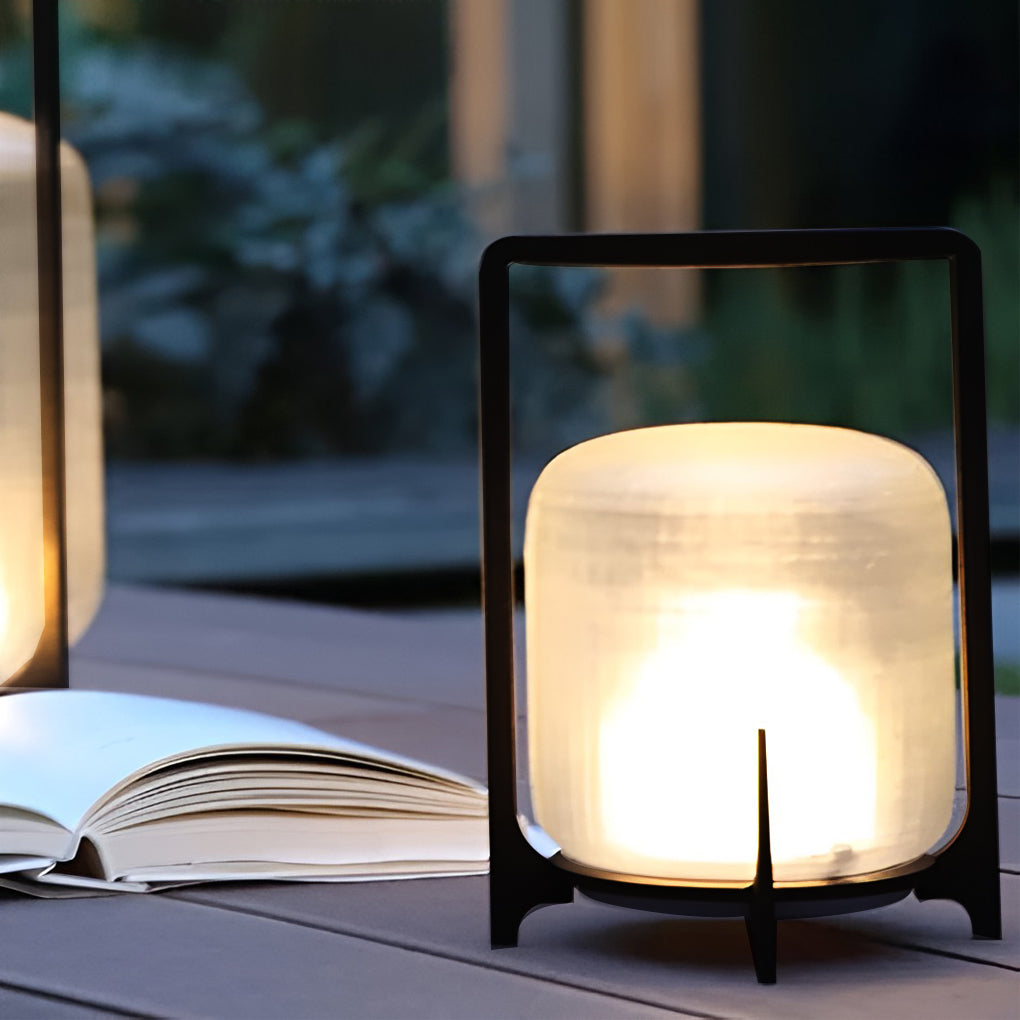 Modern Glass Lantern LED Waterproof Outdoor Floor Lamp