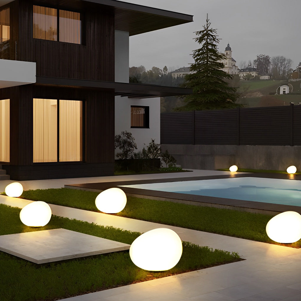 Modern Cobblestone LED Outdoor Lamp with 3-Color Temperature Settings