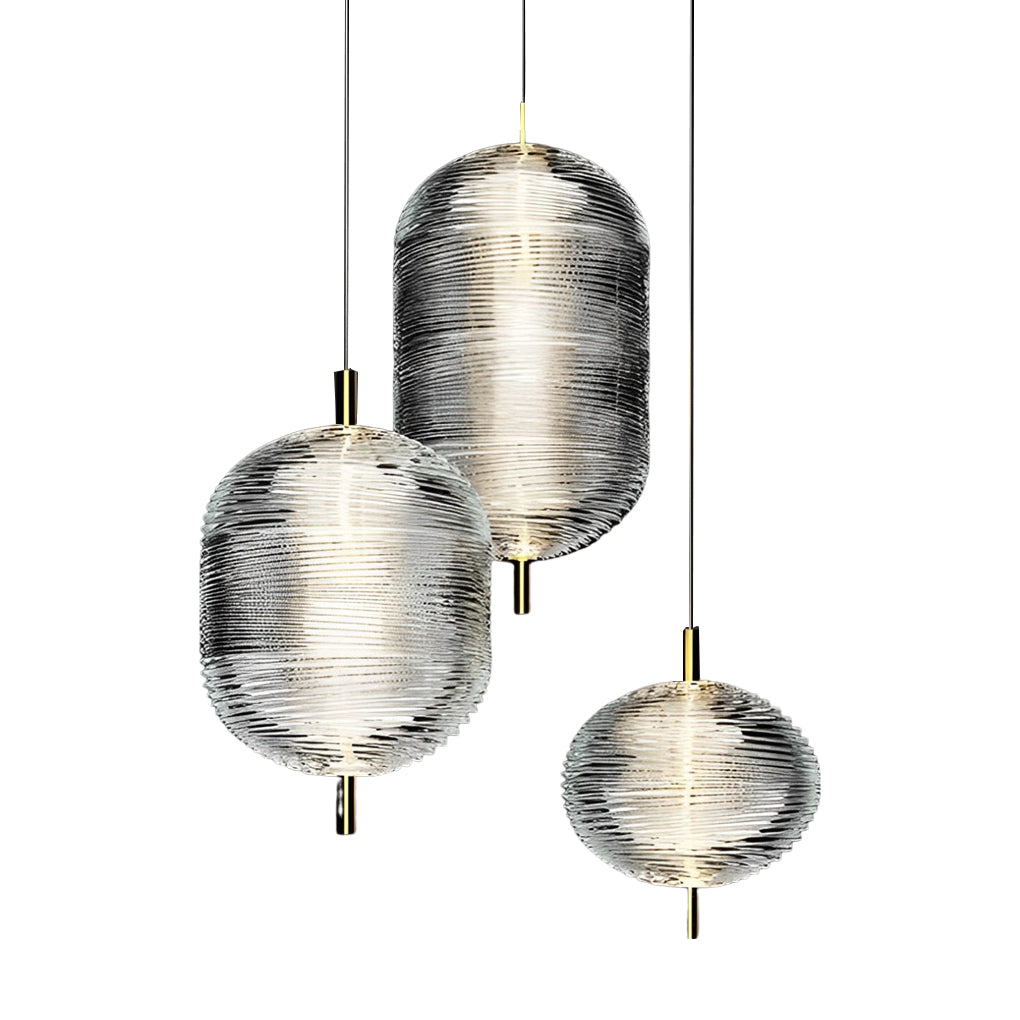 Modern Glass Shade LED Pendant Light – Iron Frame, Nordic Design