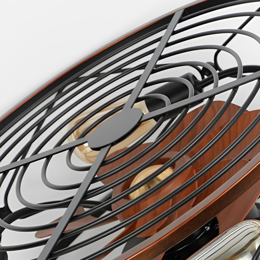 Modern Bladeless Ceiling Fan with Light - Caged Metal Design