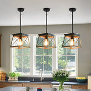 Geometric Iron Pendant Light – Adjustable Industrial Chandelier