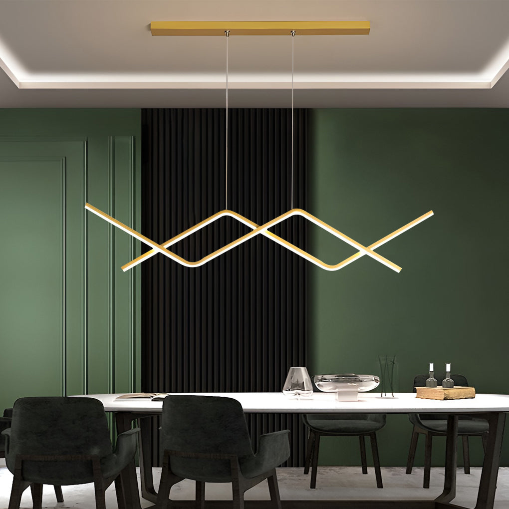 Linear LED Chandelier with 3-Step Dimming - Modern Pendant Light